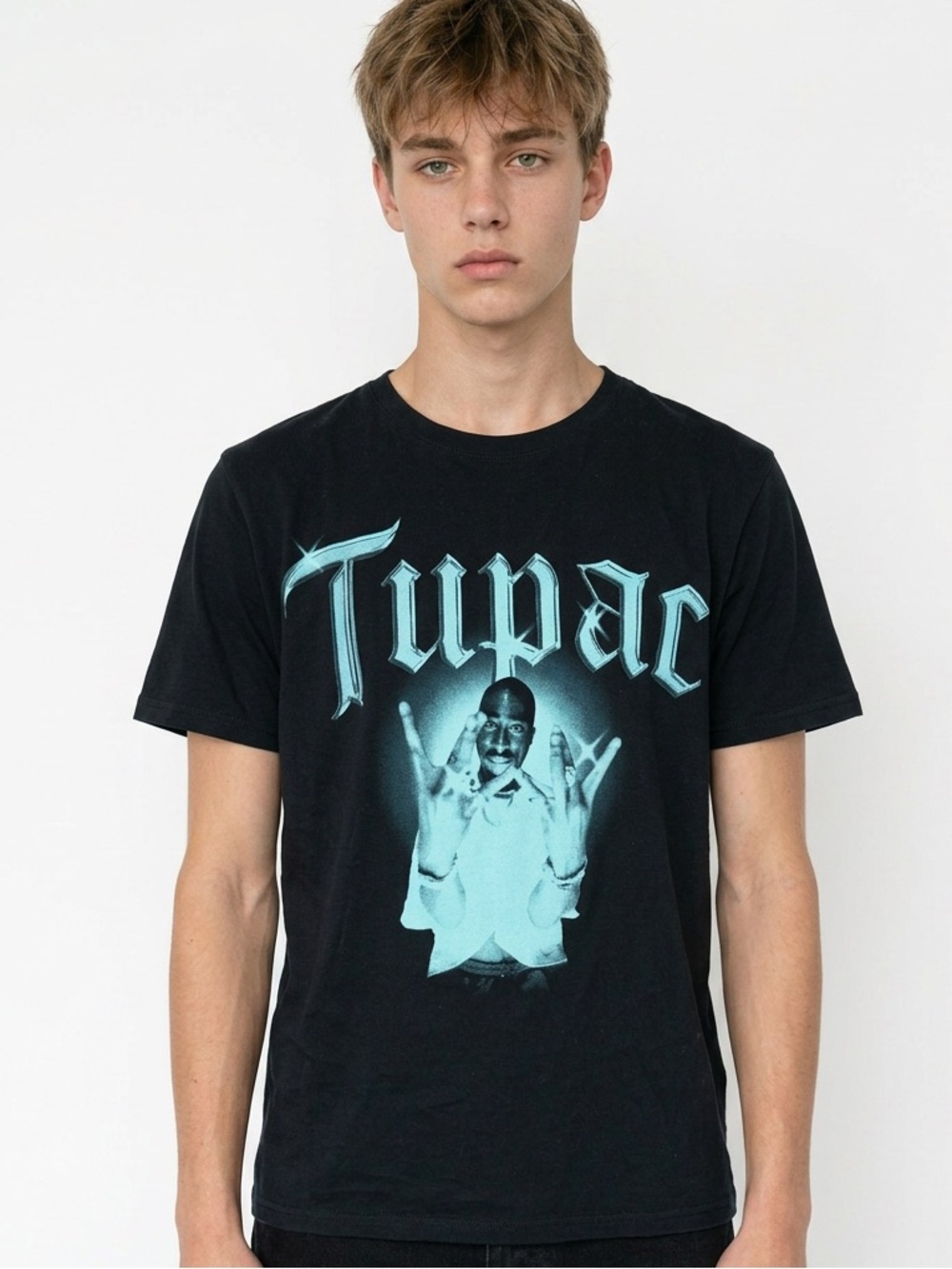 2PAC | NEW! Black Short Sleeve Tee Back Tupac Graphic Unisex Size Large